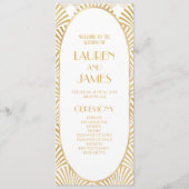 エレガント金ゴールドホワイトジオメトリックアールデコ結婚 プログラム (正面)