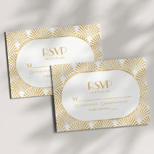 エレガント金ゴールドホワイトジオメトリックアールデコ結婚