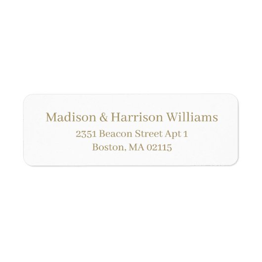 エレガント金ゴールドホワイトセリフカスタム差出人住所 ラベル (正面)