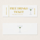 エレガント金ゴールドホワイトバー結婚のドリンク券 (正面&裏面)