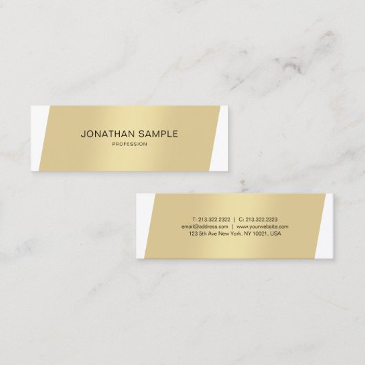 エレガント金ゴールドホワイトミニマルモダンプロフェッショナル スキニー名刺 (正面/裏面)