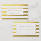 エレガント金ゴールドホワストライプイト – シックとスタイリッシュ 名刺 (正面/裏面)