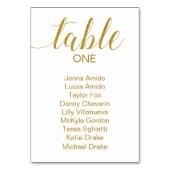 エレガント金ゴールドホワ結婚イトのチャートカード テーブルナンバー (正面)