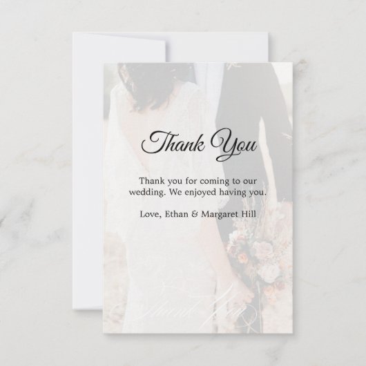 エレガント金ゴールドホワ結婚イトサンキューカード サンキューカード (正面)