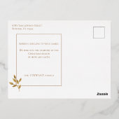 エレガント金ゴールドホープ書道の黒字文字 箔シーズンポストカード (裏面)