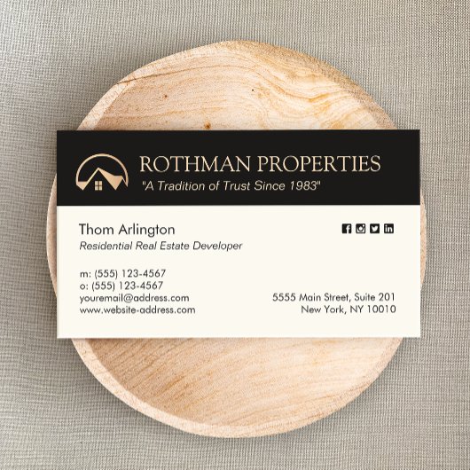 エレガント金ゴールドホーム実在ロゴ開発 名刺