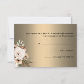 エレガント金ゴールドボホ結婚の花 出欠カード (裏面)