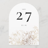 エレガント金ゴールドボ結婚タニカルのテーブル番号 招待状 (正面)