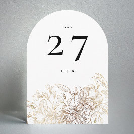 エレガント金ゴールドボ結婚タニカルのテーブル番号 招待状