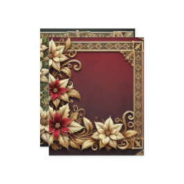 エレガント金ゴールドポインセチア枠スクラップブック紙