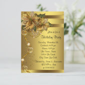 エレガント金ゴールドポインセチア金ゴールドクリスマスパーティー 招待状 (スタンド正面)