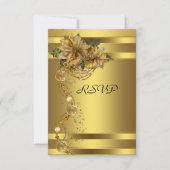 エレガント金ゴールドポインセチア金ゴールドクリスマスパーティーRSVP 出欠カード (正面)