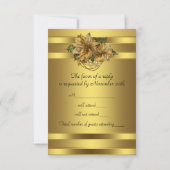 エレガント金ゴールドポインセチア金ゴールドクリスマスパーティーRSVP 出欠カード (裏面)