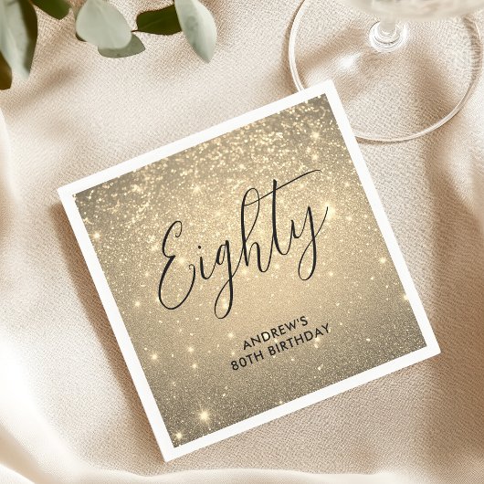 エレガント金ゴールドマイルストーン誕生日 スタンダードカクテルナプキン