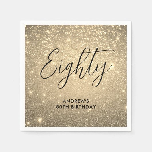 エレガント金ゴールドマイルストーン誕生日 スタンダードカクテルナプキン (正面)