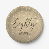 エレガント金ゴールドマイルストーン誕生日 ペーパープレート (正面)