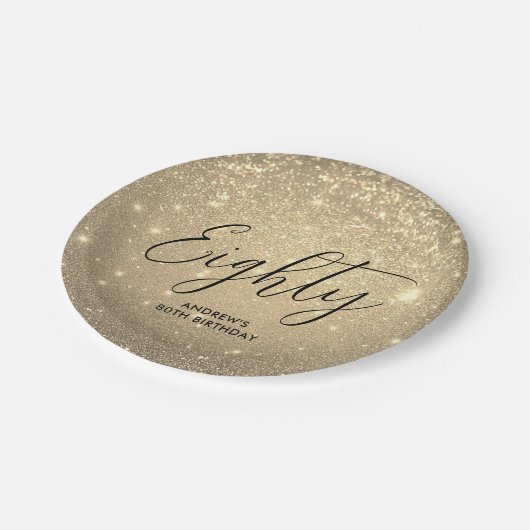 エレガント金ゴールドマイルストーン誕生日 ペーパープレート (アングル)