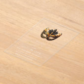 エレガント金ゴールドマスカレードパーティー誕生日 アクリル招待状 (レイダウン)