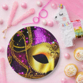 エレガント金ゴールドマスク ペーパープレート (パーティー)