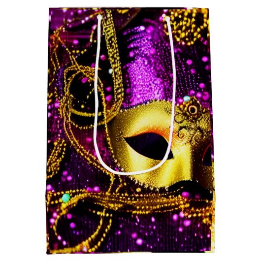 エレガント金ゴールドマスク ミディアムペーパーバッグ (裏面)