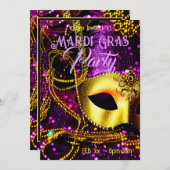 エレガント金ゴールドマスク 招待状 (正面/裏面)