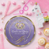 エレガント金ゴールドミストパープル結婚ズパーソナライズされた ペーパープレート (パーティー)