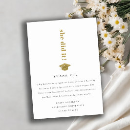 エレガント金ゴールドミニマルタイポグラフィ目盛りキャップ サンキューカード