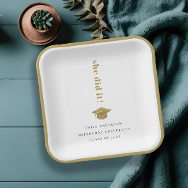 エレガント金ゴールドミニマルタイポグラフィ目盛りキャップ ペーパープレート