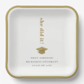 エレガント金ゴールドミニマルタイポグラフィ目盛りキャップ ペーパープレート (正面)