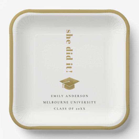 エレガント金ゴールドミニマルタイポグラフィ目盛りキャップ ペーパープレート (正面)