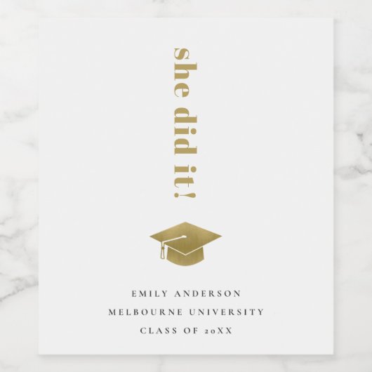 エレガント金ゴールドミニマルタイポグラフィ目盛りキャップ ワインラベル (シングルラベル)