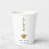 エレガント金ゴールドミニマルタイポグラフィ目盛りキャップ 紙コップ (正面)