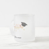 エレガント金ゴールドミニマル卒業学校名 フロストグラスマグカップ (正面左)