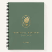 エレガント金ゴールドミニマル葉ボタニカルグモダンリーン ノートブック (正面)