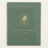 エレガント金ゴールドミニマル葉ボタニカルグモダンリーン プランナー手帳 (正面)