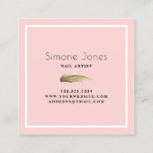 エレガント金ゴールドミニマル赤面ピンク爪、 ネイルポリッシュストローク スクエア名刺 (裏面)