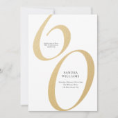 エレガント金ゴールドミニマル60誕生日 招待状 (正面)