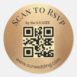 エレガント金ゴールドミニマルrsvp qrコー結婚ド ラウンドシール