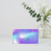 エレガント金ゴールドミュージックノートHeadphone DJホログラフィック 名刺 (スタンド正面)