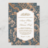 エレガント金ゴールドムスリム結婚式招待状 招待状 (正面/裏面)