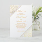 エレガント金ゴールドムスリム結婚式招待状 招待状 (スタンド正面)