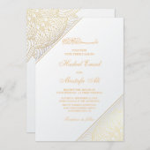 エレガント金ゴールドムスリム結婚式招待状 招待状 (正面/裏面)