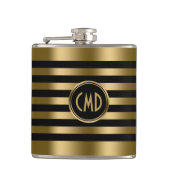 エレガント金ゴールドメタリストライプックの背景 フラスク (正面)