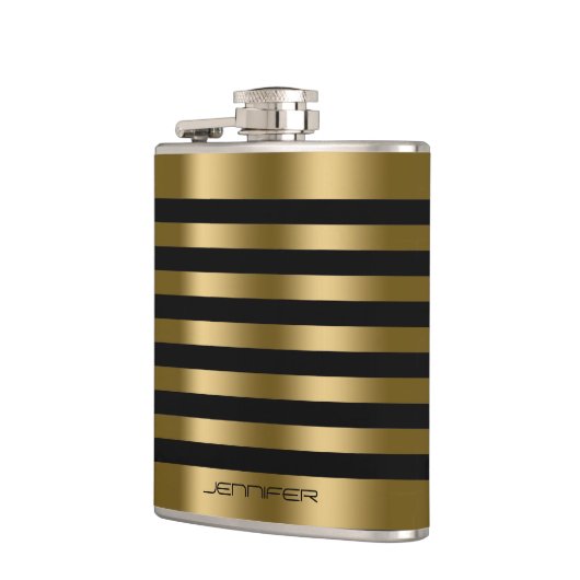 エレガント金ゴールドメタリストライプックの背景 フラスク (左)