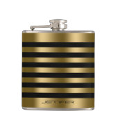 エレガント金ゴールドメタリストライプックの背景 フラスク (正面)