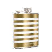 エレガント金ゴールドメタリックストライプの白い背景 フラスク (右)