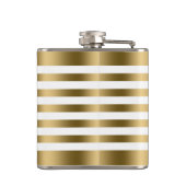 エレガント金ゴールドメタリックストライプの白い背景 フラスク (裏面)