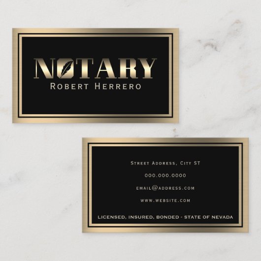 エレガント金ゴールドメタルフレーム名刺 名刺 (正面/裏面)