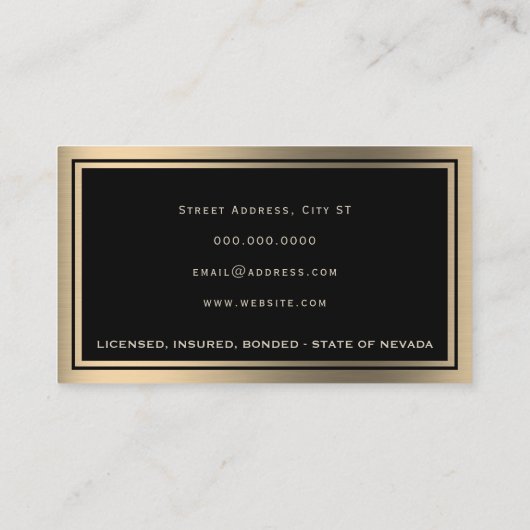 エレガント金ゴールドメタルフレーム名刺 名刺 (裏面)