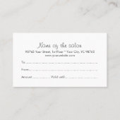 エレガント金ゴールドメタルホワイト美しいギフト券 割引カード (裏面)